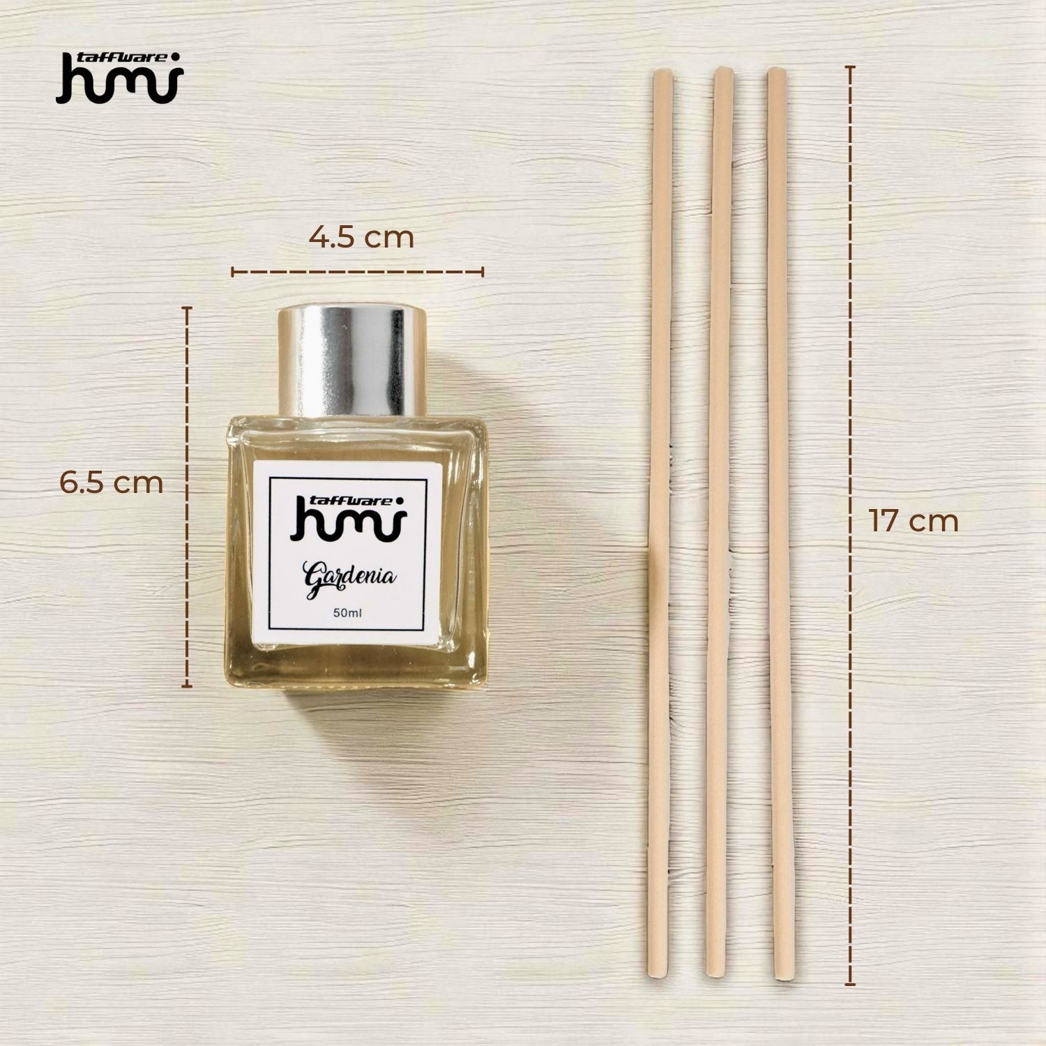 Gambar produk Taffware HUMI Pengharum Ruangan Reed Diffuser with Rattan Sticks 50ml Gardenia - DF-099