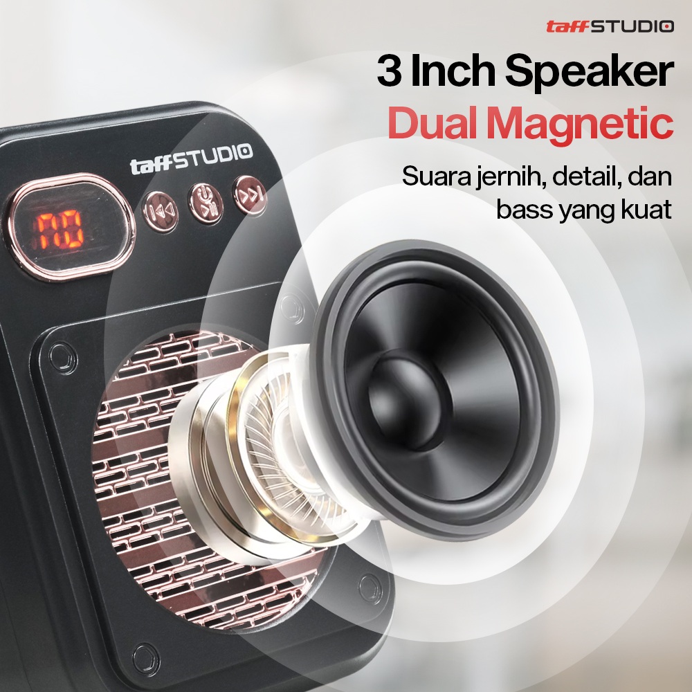 Gambar produk TaffSTUDIO Speaker Pinggang Bluetooth Voice Amplifier 2 Microphone 8W - S25