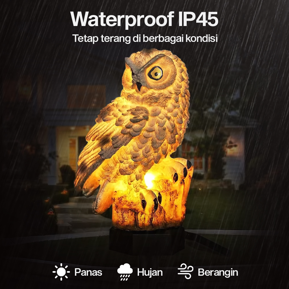 Gambar produk OOBEST Lampu Taman Hias Burung Hantu Waterproof Solar Panel Warm White - SG15S