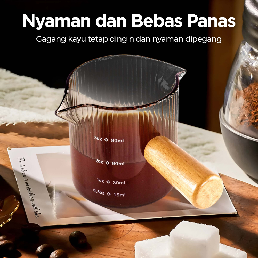 Gambar produk KESOTO Gelas Takar Kopi Espresso Shot Measuring Cup Double Spout 90ml - KS65