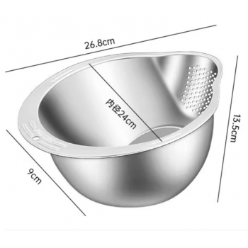 Gambar produk WONDER Pencuci Beras Rice Washer Strainer Bowl Stainless Steel - WD2