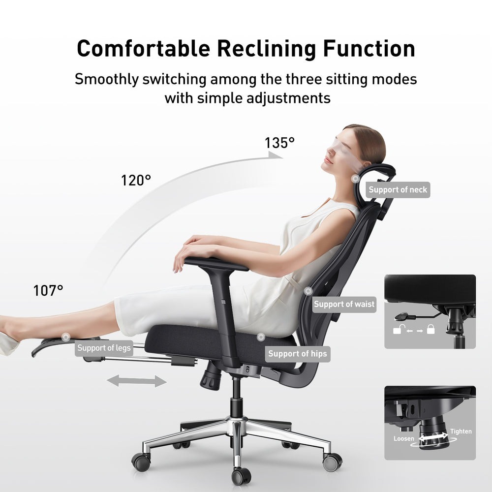 Gambar produk HBADA Kursi Kantor Office Chair 2D Lumbar Support with Footrest - P5