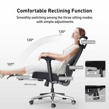 Gambar produk HBADA Kursi Kantor Office Chair 2D Lumbar Support with Footrest - P5