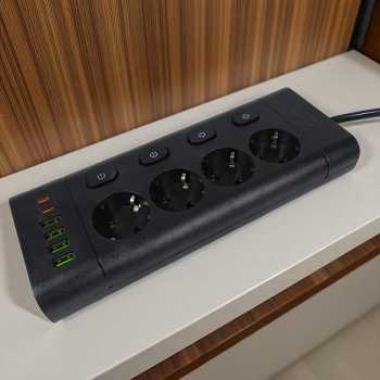 QIAOLIAN Stop Kontak 4 Lubang USB Type C EU Plug 10A 110-250V 2500W - QL-1108U