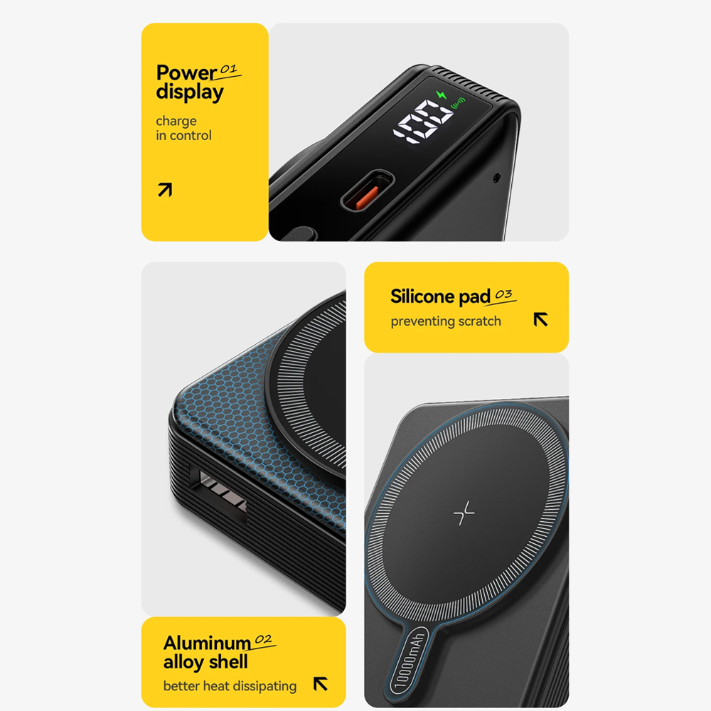 Gambar produk ESSAGER Power Bank Wireless Charging Magnetic Fold PD 20W 10000mAh - ES-D017
