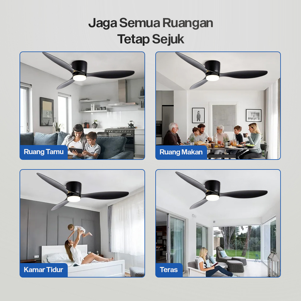 Gambar produk SOVE Kipas Angin Gantung Lampu Tri Color Ceiling Fan 42 Inch - YN-45