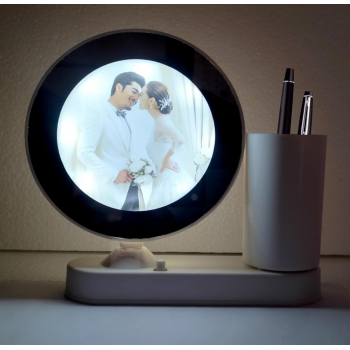 VENTURE Cermin Foto Magic Mirror Photo Frame LED with Pen Holder - B0F6