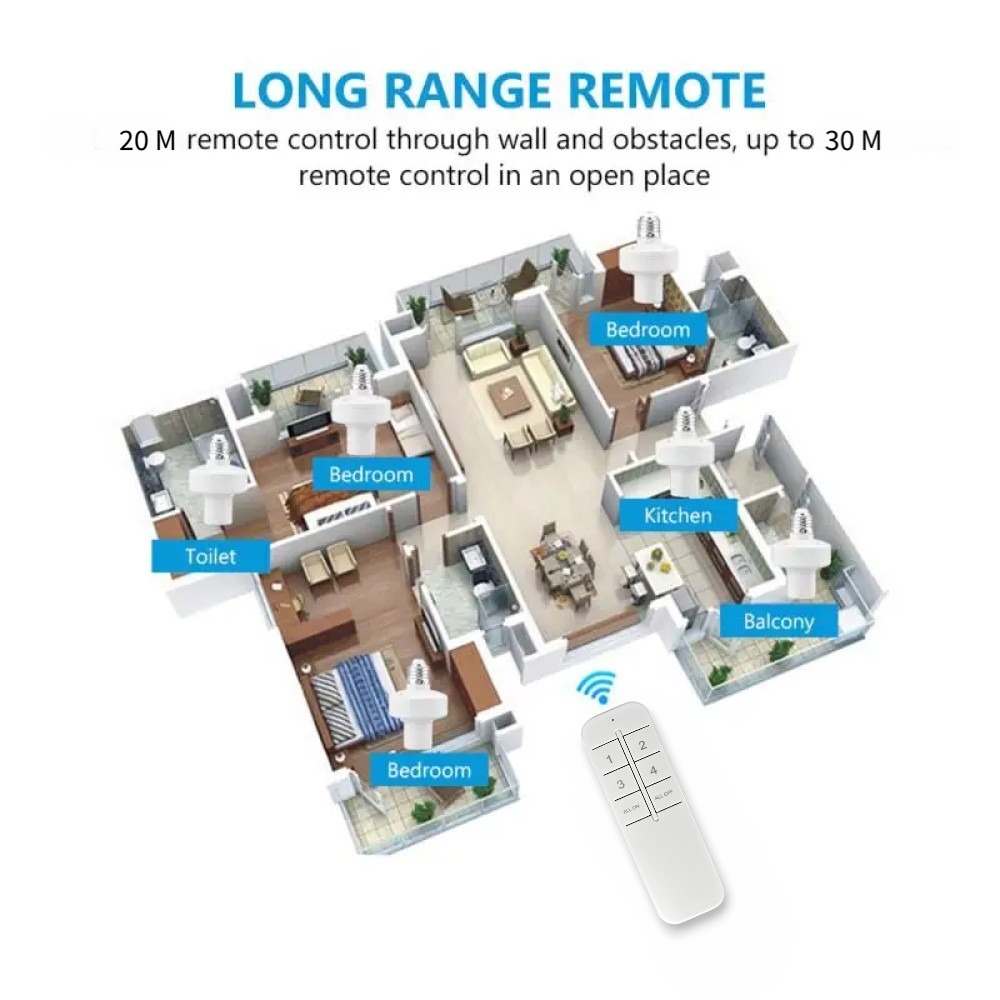 Gambar produk TSLEEN Fitting Lampu Wireless Remote Control E27 Timer Switch Lamp - DT0005