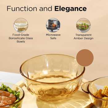 Gambar produk Heart Home Mangkok Kaca Borosilicate Glass Rice Soup Bowl 450ml - H450