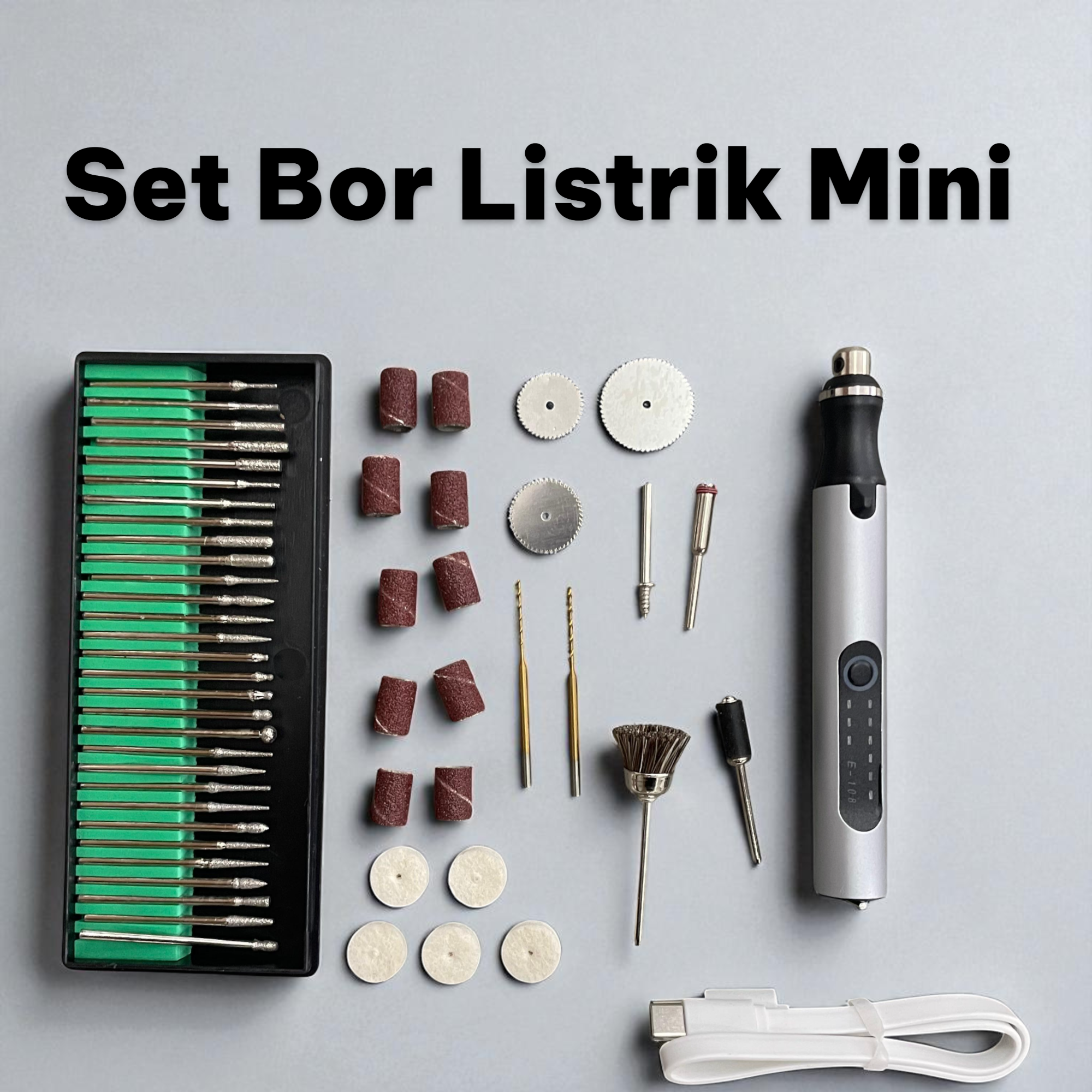 Gambar produk FMA Bor Listrik Mini Cordless Rotary Tool Kit USB 18000RPM - E108