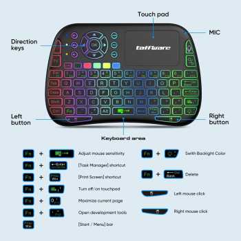 Gambar produk Taffware Keyboard Mini Touchpad Air Mouse IR Learning 2.4GHz Bluetooth - M9
