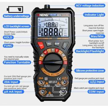 Gambar produk ANENG Digital Multimeter Portable Voltage Tester NCV LCD 20000 Counts - SZ12