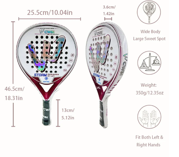 Gambar produk CAMEWIN Raket Padel Teardrop Carbon Fiber 3.6cm Thickness 350g - 6357