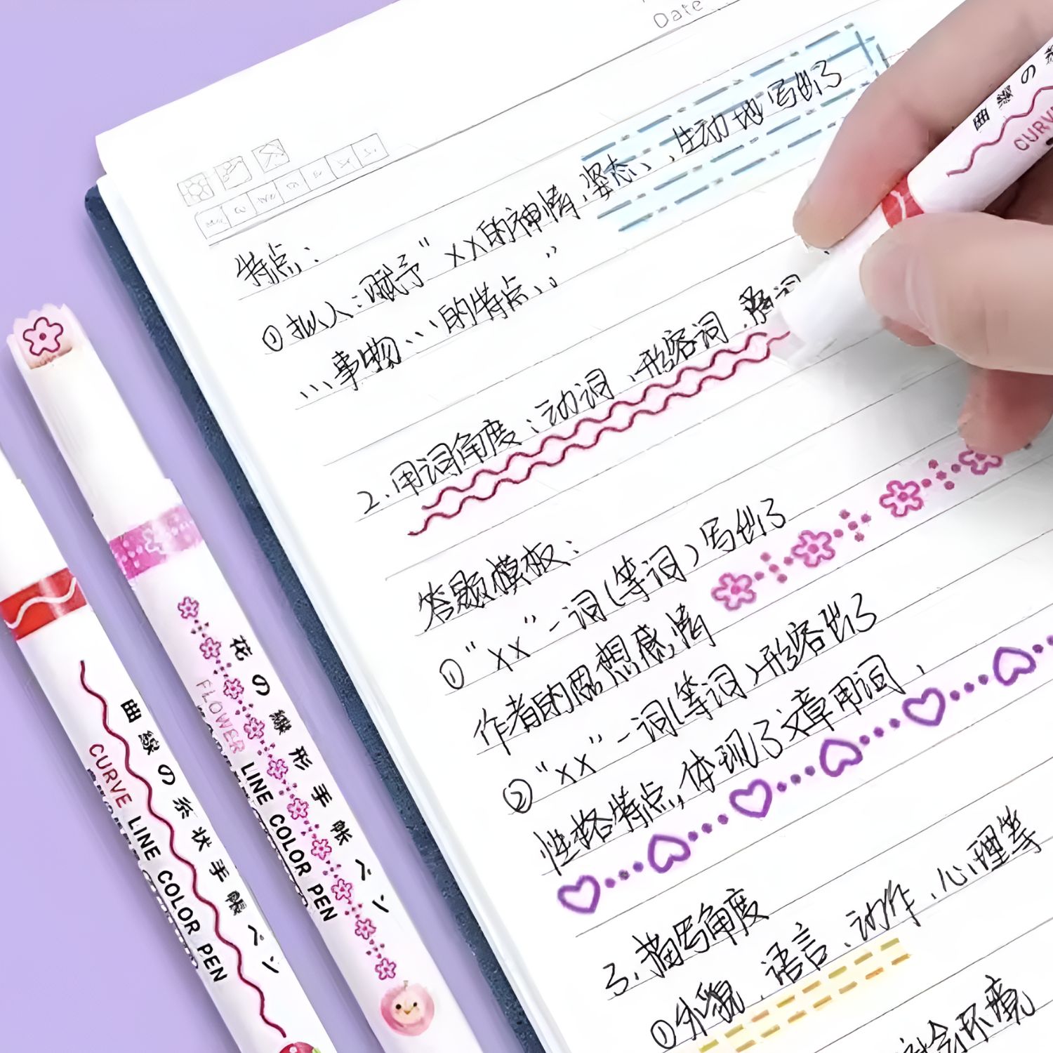 Gambar produk Xuanxuan Pena Spidol Renda Flower Line Shape Highlighter Pen 6PCS - DM-7006-8