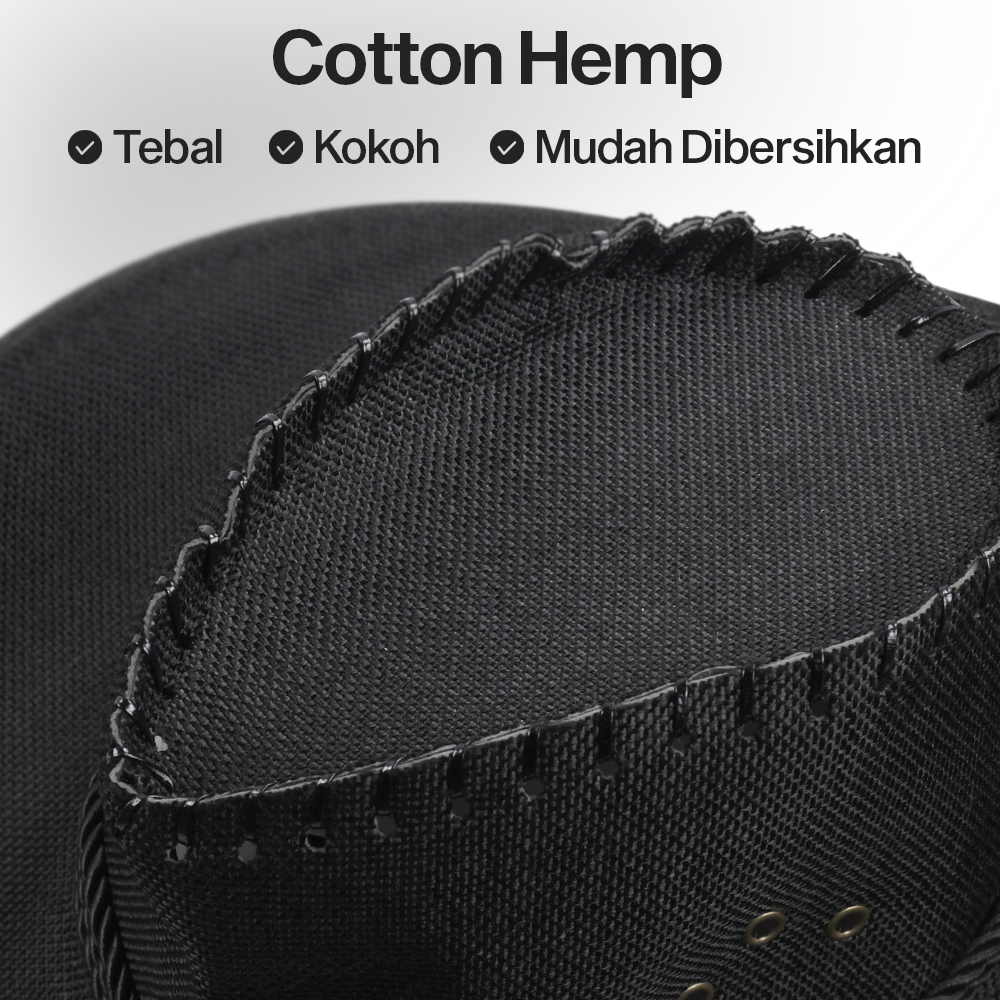 Gambar produk Topi Cowboy Unisex Hat Cotton Hemp Sunhat Wild Brim - Jn45