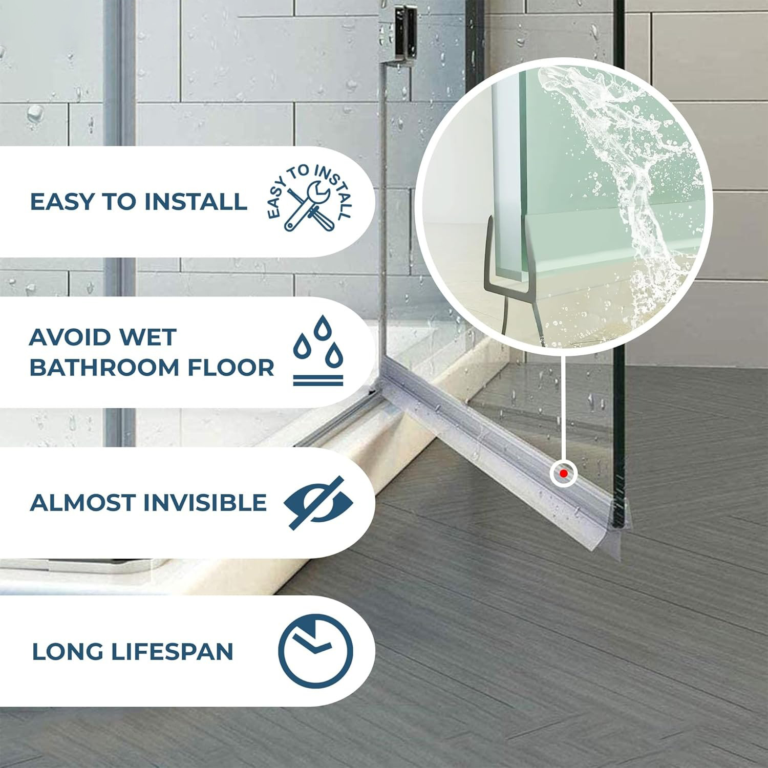 Gambar produk Villy Seal Strip Penutup Celah Pintu Kaca Kamar Mandi Tebal 4-6mm 50cm 20mm - V50