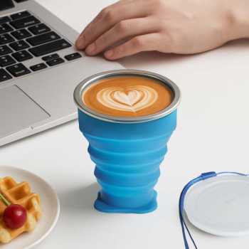Gambar produk Gelas Lipat Silikon Foldable Cup with Strap 200ml - GYBL559