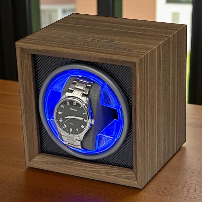 Gambar produk RBYENOU Watch Winder Walnut Wood Pemutar Jam Tangan Otomatis 1 Slot - RB3