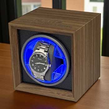 Gambar produk RBYENOU Watch Winder Walnut Wood Pemutar Jam Tangan Otomatis 1 Slot - RB3