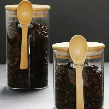 Gambar produk FMA Toples Kaca Penyimpanan Makanan Storage Glass Jar with Bamboo Lid 300ml - FM-LD1