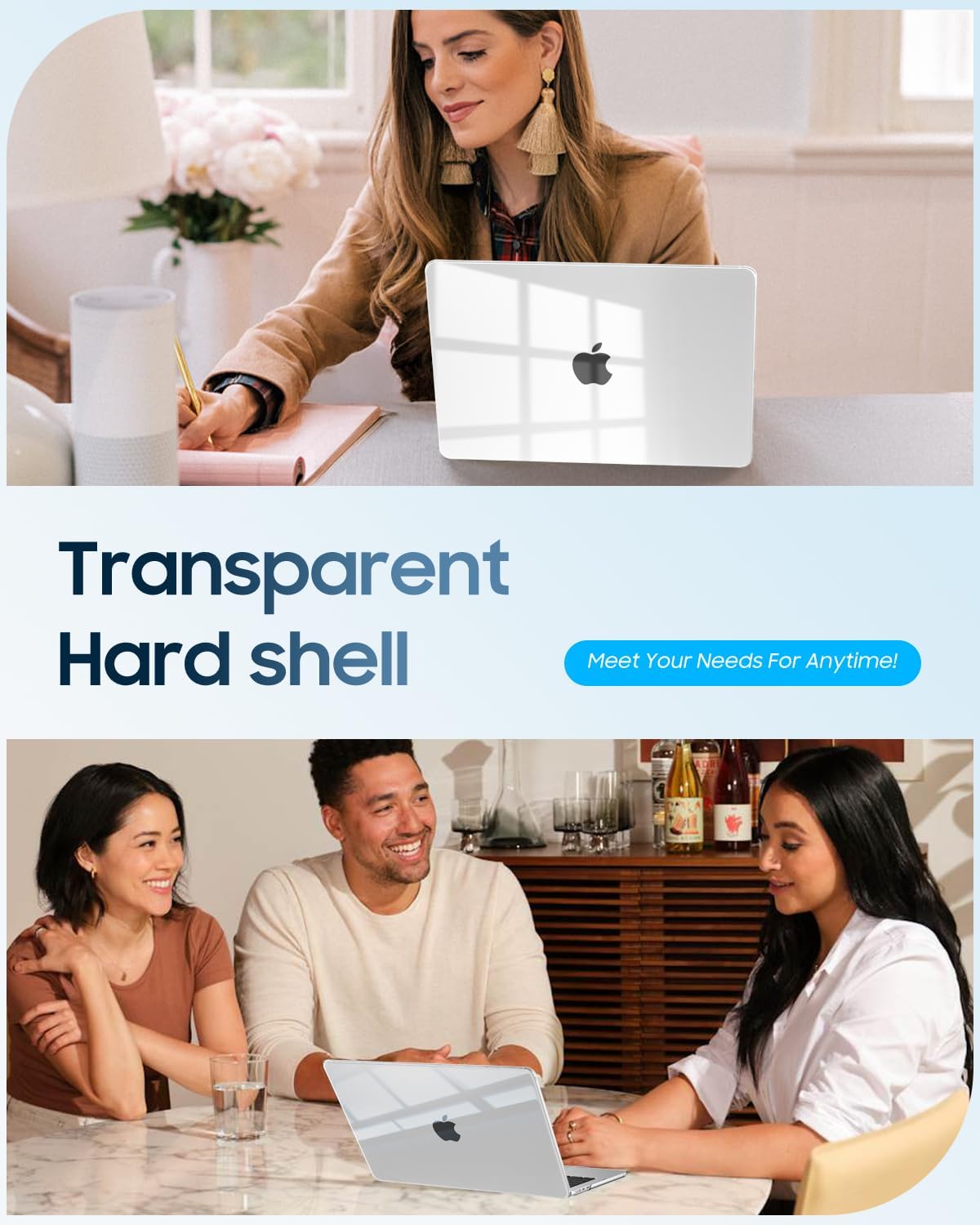 Gambar produk MTT Cover Case Macbook Full Protection Flat Luxury Crystal M2 M3 M4 Macbook Air 13 M2 - M-01