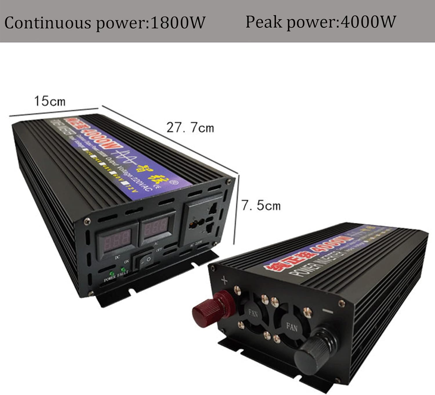 Gambar produk BEZAX Power Inverter Mobil Pure Sine Wave DC 60V to AC 220V 4000W - BZX40D