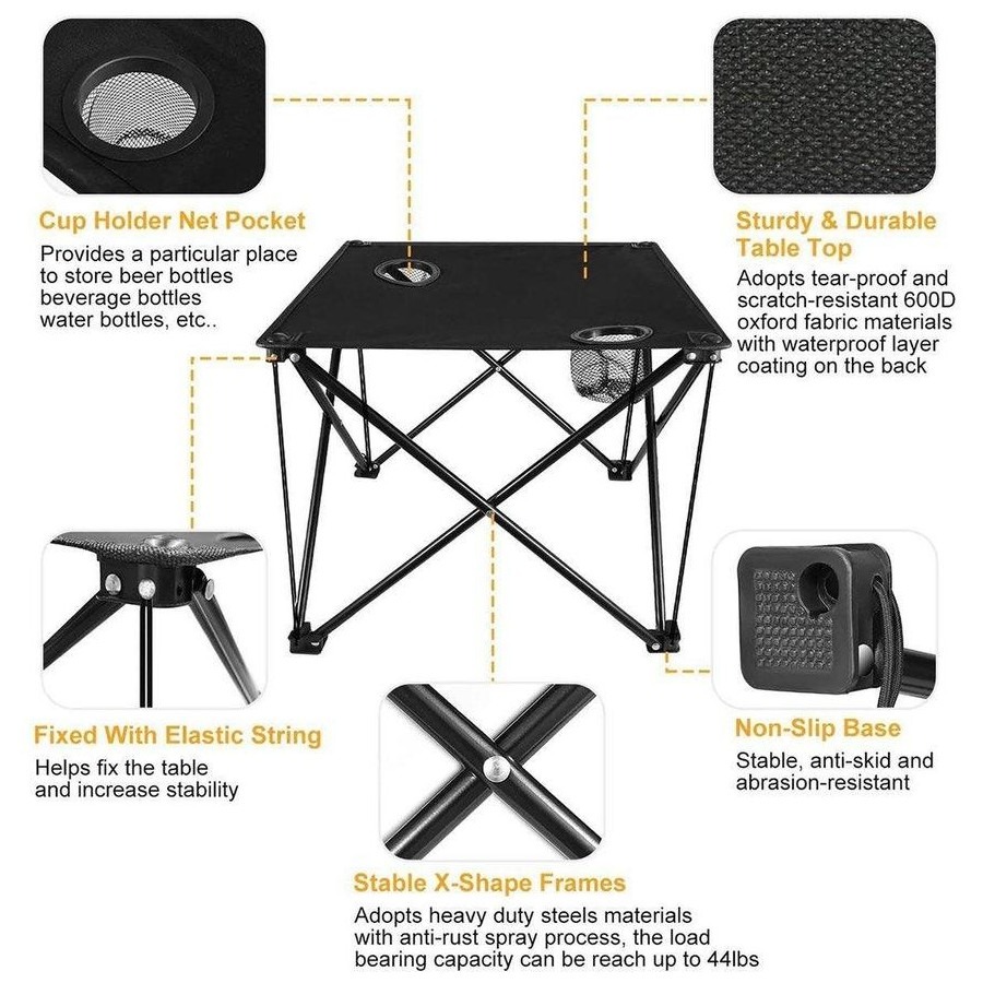 Gambar produk MAGGIX Meja Lipat Piknik Foldable Outdoor 48x48x44cm - M-48