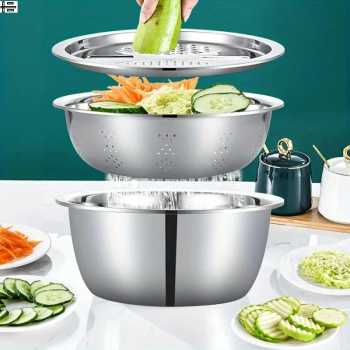 Gambar produk Slight Parutan Pengiris Sayur Serbaguna 3in1 Slicer Draining Basket - INU160