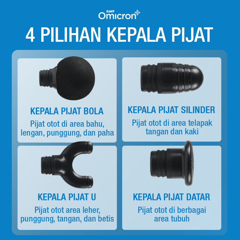 Gambar produk TaffOmicron Alat Pijat Elektrik Pundak Punggung Massage Gun 4 Head - JM05S