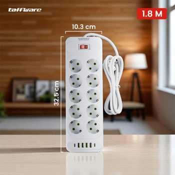 Gambar produk Taffware Stop Kontak USB Type C EU Plug 10A 110-250V 2500W 10 Lubang - QL-1077U / QL-1078U
