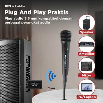 Gambar produk TaffSTUDIO Mikrofon Karaoke Mic Profesional 2 in 1 Wireless Wired - WM-308