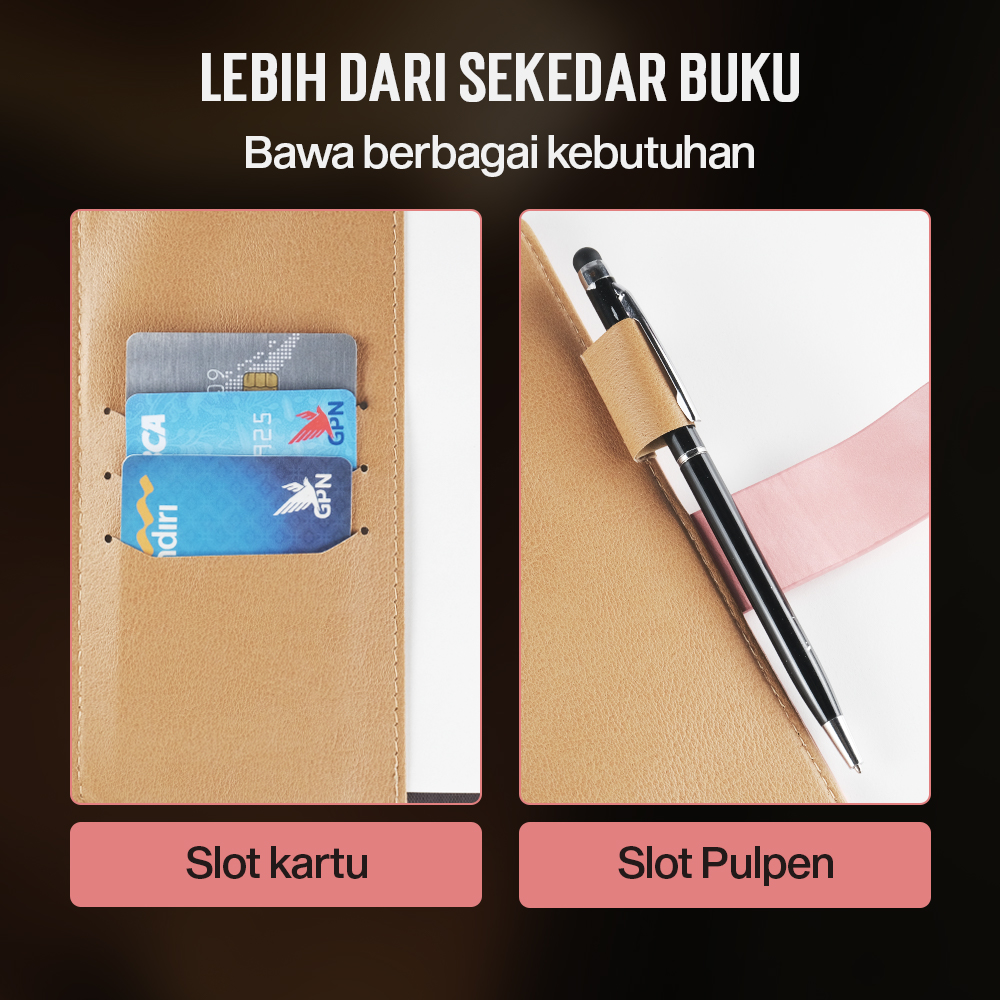 Gambar produk Toddi Buku Jurnal Leather Determination A5 200 Halaman Grid with Lock - TDD3