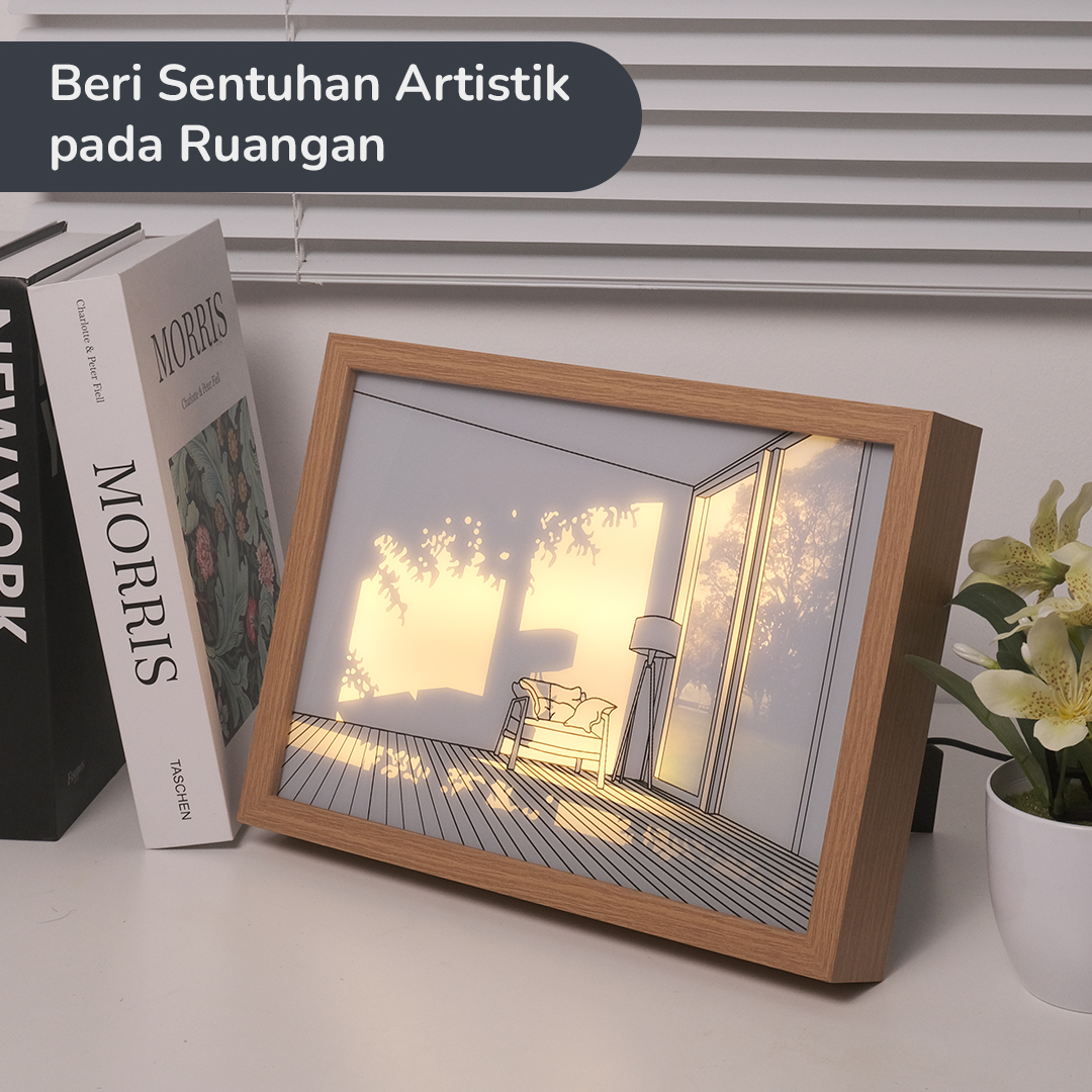 Gambar produk INS Lampu Meja Hias 3D Lukisan Kayu Akrilik 3in1 Color Painting LED Empty Room - DR5W