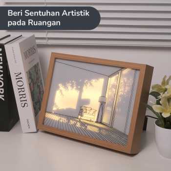 Gambar produk INS Lampu Meja Hias 3D Lukisan Kayu Akrilik 3in1 Color Painting LED Empty Room - DR5W