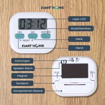 Gambar produk TaffHOME Timer Masak Dapur Magnetic Stopwatch Kitchen Countdown Clock - JS-113