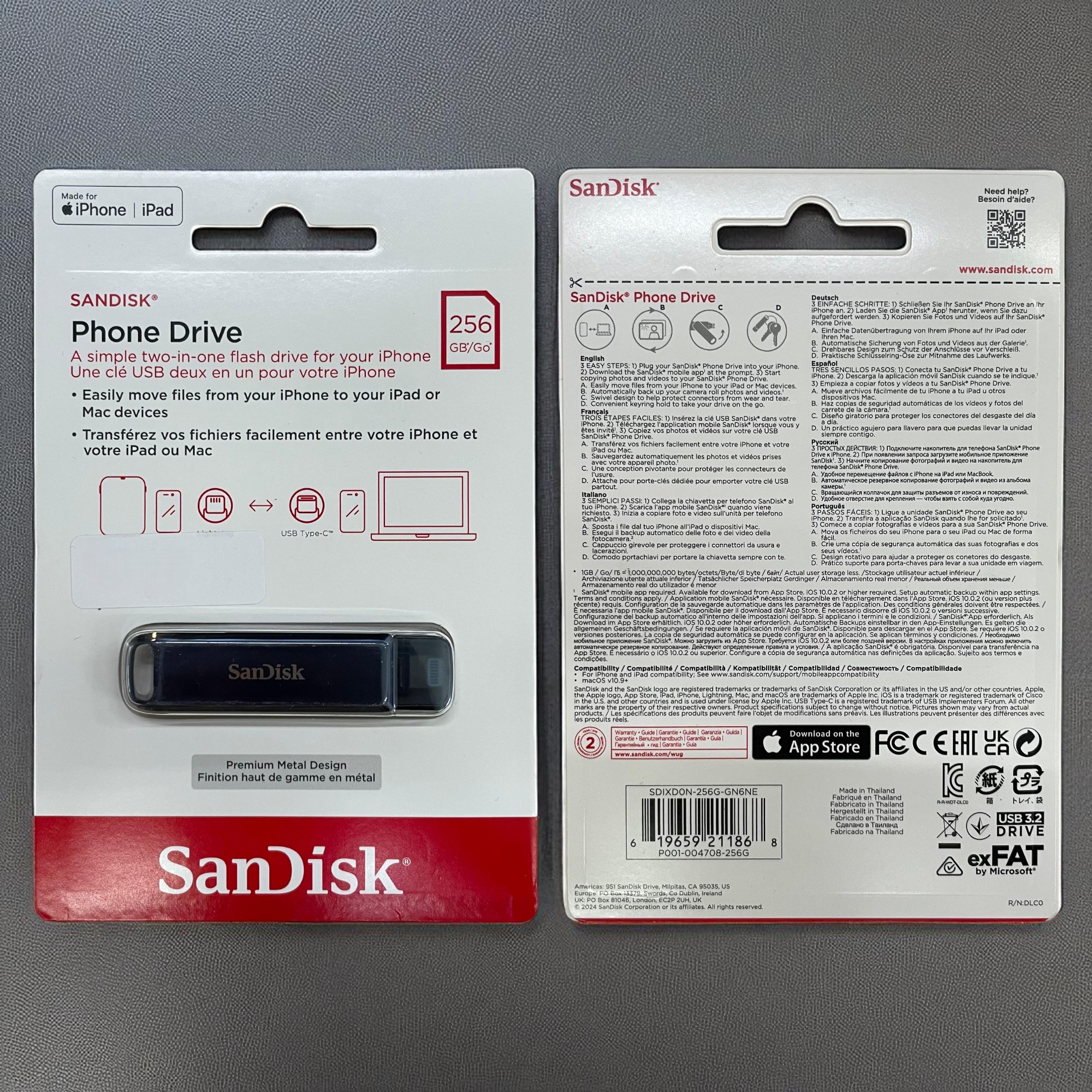 Gambar produk SanDisk Phone Drive USB Type-C Lightning 90MB/s 256GB - SDIXD0N