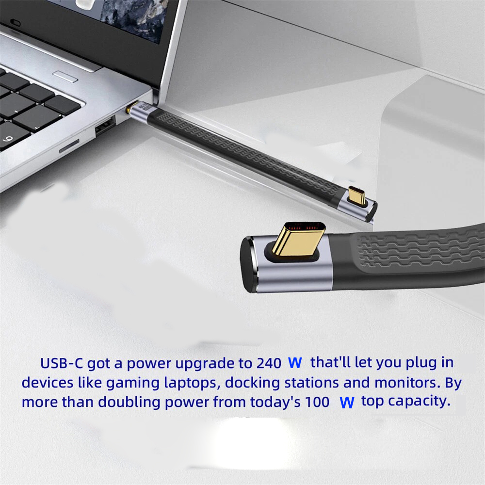 Gambar produk DIXSG Kabel USB Type C to Type C Fast Charging Thunderbolt 240W 14cm Middle Bend - D13