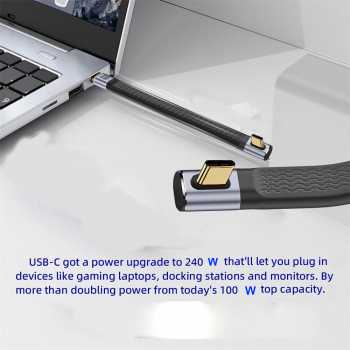 Gambar produk DIXSG Kabel USB Type C to Type C Fast Charging Thunderbolt 240W 14cm Middle Bend - D13