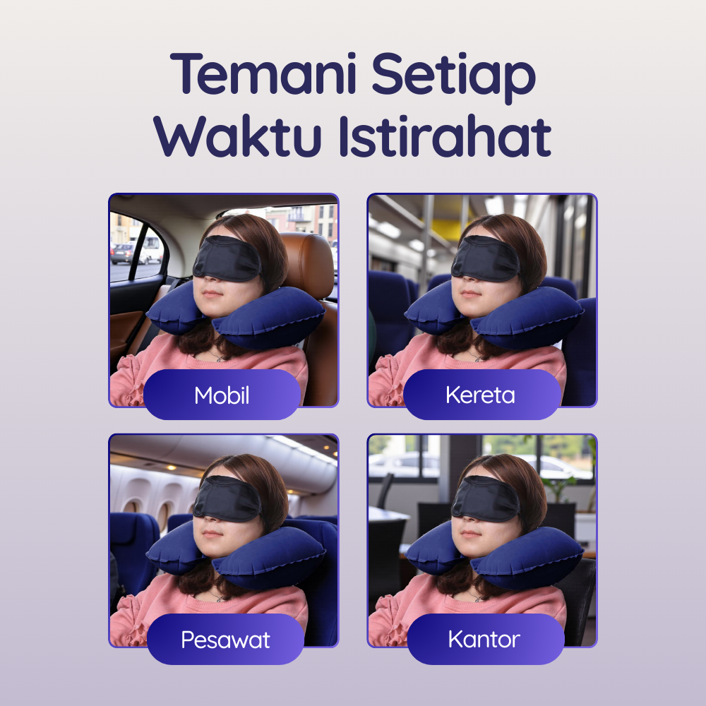 Gambar produk Bantal Leher Travel Angin Earplug Eyemask Inflatable Neck Pillow