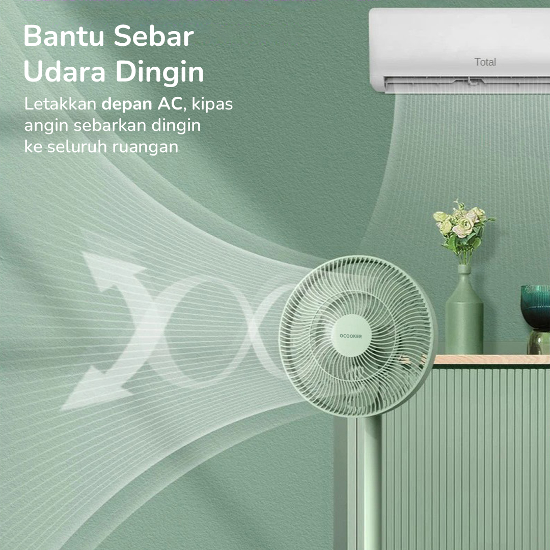 Gambar produk QCOOKER Kipas Angin Lantai Floor Fan Multi Angle Swing - QD0217