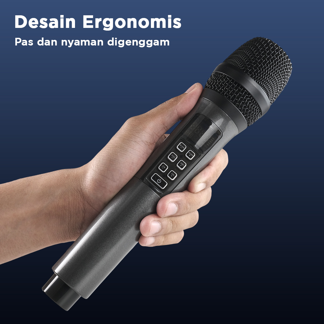 Gambar produk Rellent Mikrofon Karaoke Mic Wireless UHF Portable KTV - D300