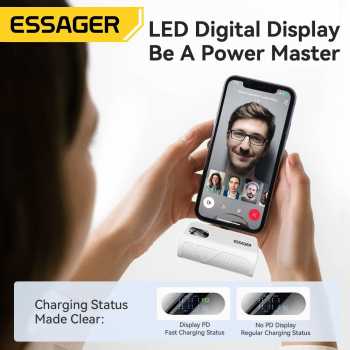 Gambar produk ESSAGER Power Bank Kapsul Mini 2in1 Type C Lightning PD 20W 5000mAh - QH-185
