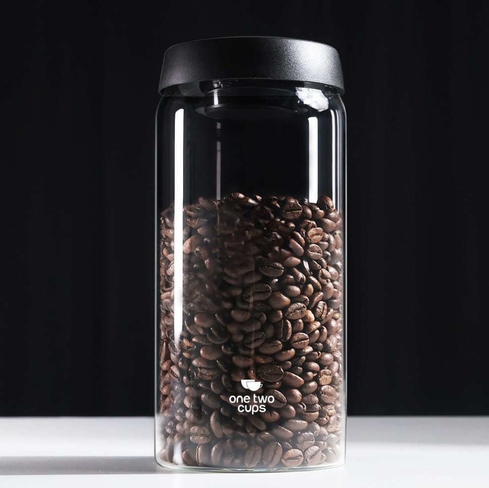 Gambar produk One Two Cups Toples Kaca Penyimpanan Biji Kopi Vacuum Sealed Lid 1.8L - SE41
