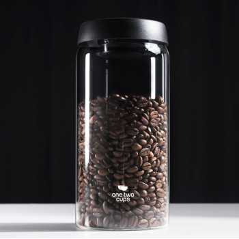 Gambar produk One Two Cups Toples Kaca Penyimpanan Biji Kopi Vacuum Sealed Lid 1.8L - SE41