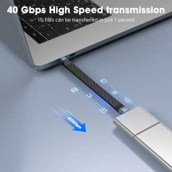 Gambar produk FMA Kabel USB Type C Data Cable Thunderbolt 4/3/PD240W 40Gbps 8K 13cm - FM-U48K