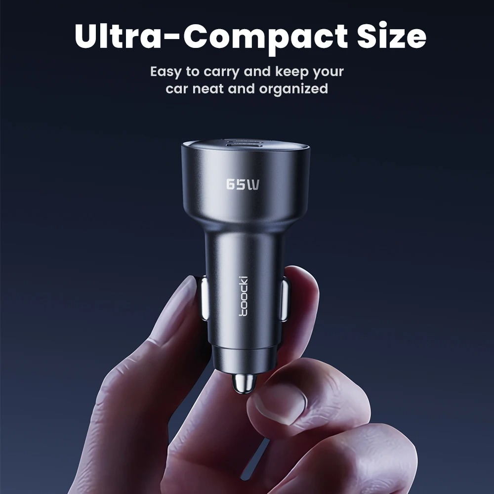 Gambar produk Toocki Car Charger Mobil Fast Charging 3 Port 12-24V C 65W - TQ-CC45