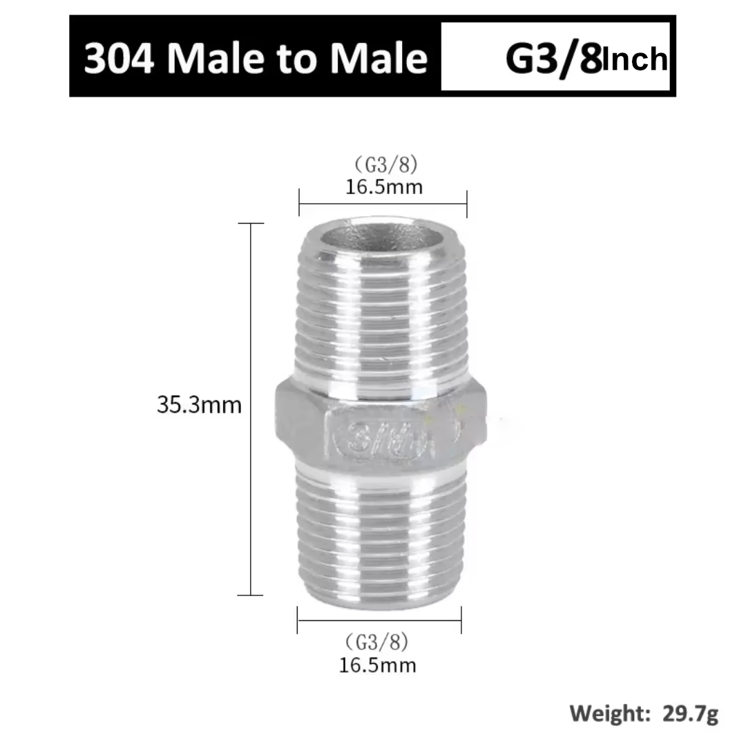 Gambar produk SHILECTI Sambungan Pipa Air Male Hex Nipple Pipe Connector 2 PCS 3/8 Inch - SC138