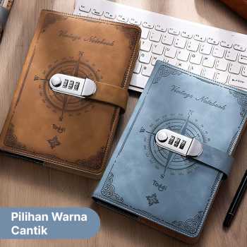 Gambar produk Toddi Buku Jurnal Leather Diary 200 Halaman Grid A5 with Lock - TD22