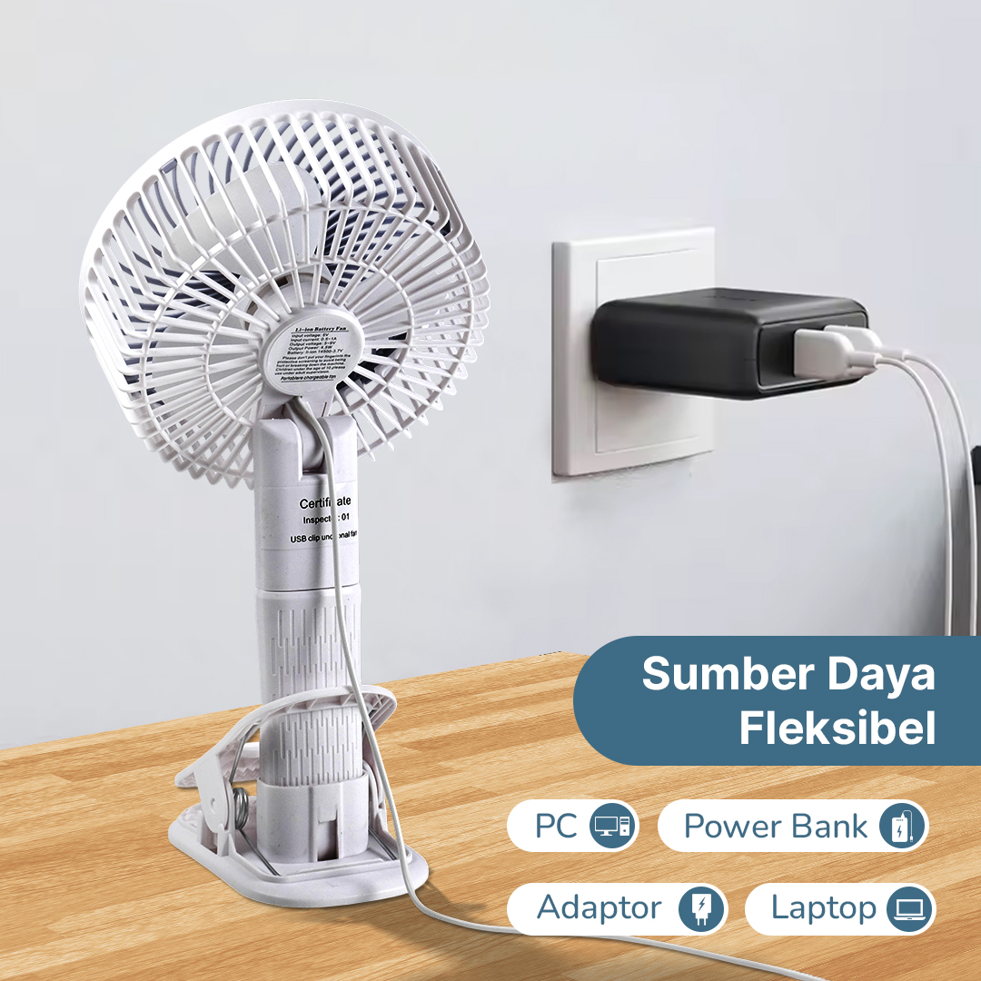 Gambar produk SUPER Kipas Angin Meja Portable Desk Fan USB 6.5 Inch 4.5W - AG-41