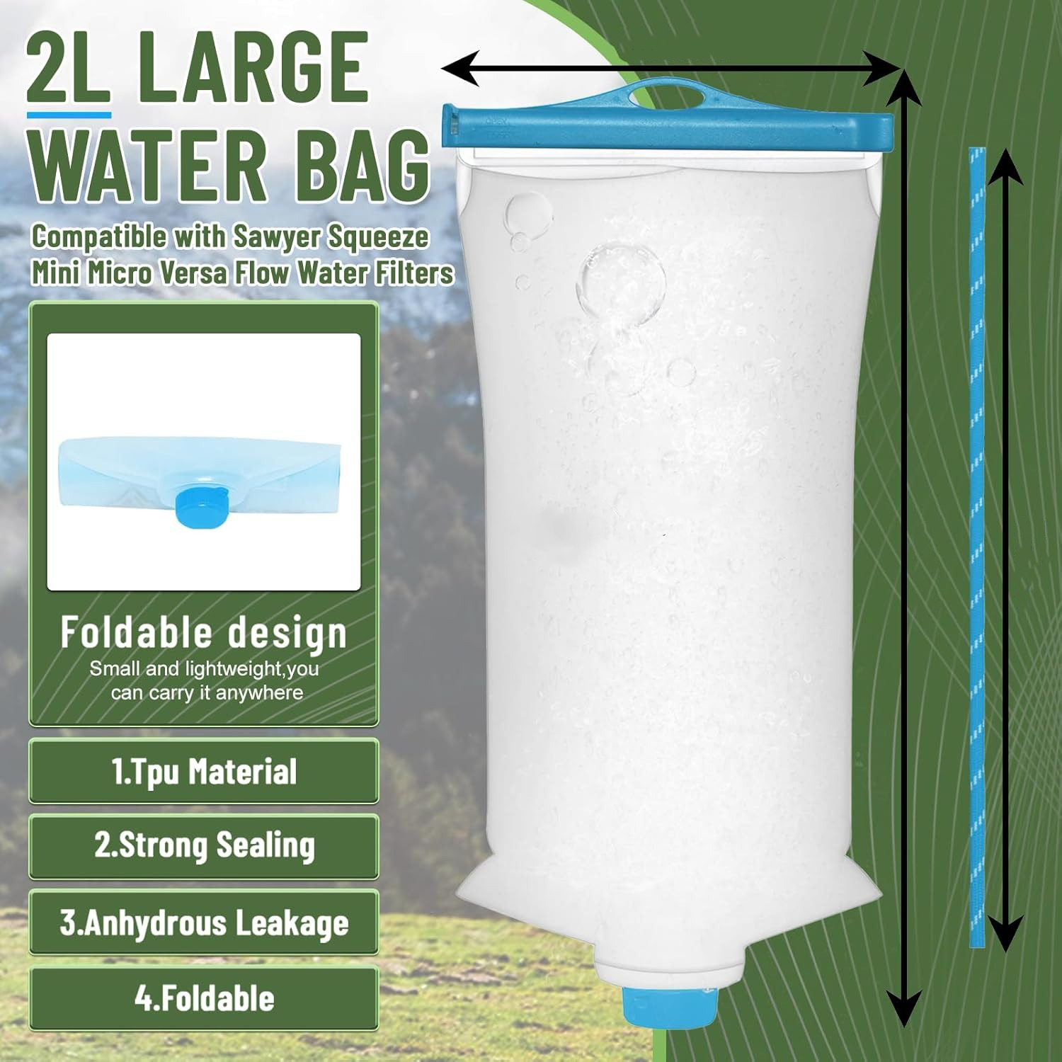Gambar produk TaffSPORT Kantong Botol Minum Lipat TPU Foldable Water Bag 2L - TF200